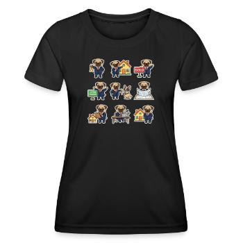 Suesser Mops Makler Immobilien Hundeliebhaber - Frauen Funktions-T-Shirt - Schwarz - Vorne - AI Model Female 172 light (172cm)