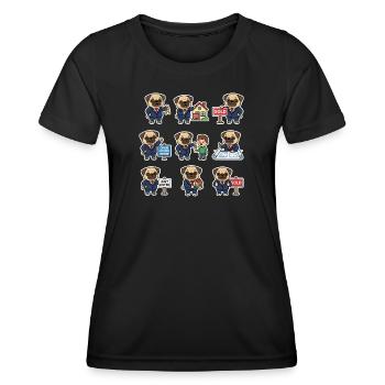 Suesser Mops Makler Immobilien Hundeliebhaber - Frauen Funktions-T-Shirt - Schwarz - Vorne - AI Model Female 172 light (172cm)