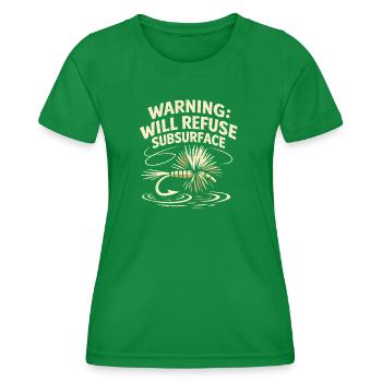 Nur Trockenfliege | Dry Fly Fliegenfischen - Frauen Funktions-T-Shirt - Kelly Green - Vorne - AI Model Female 172 dark (172cm)