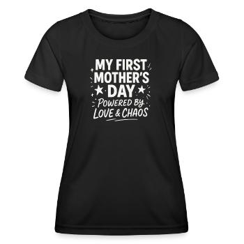 First Mother's Day Humor Mom Gift Idea Family - Women's Functional T-Shirt - black - Front - AI Model Female 172 light (172cm)