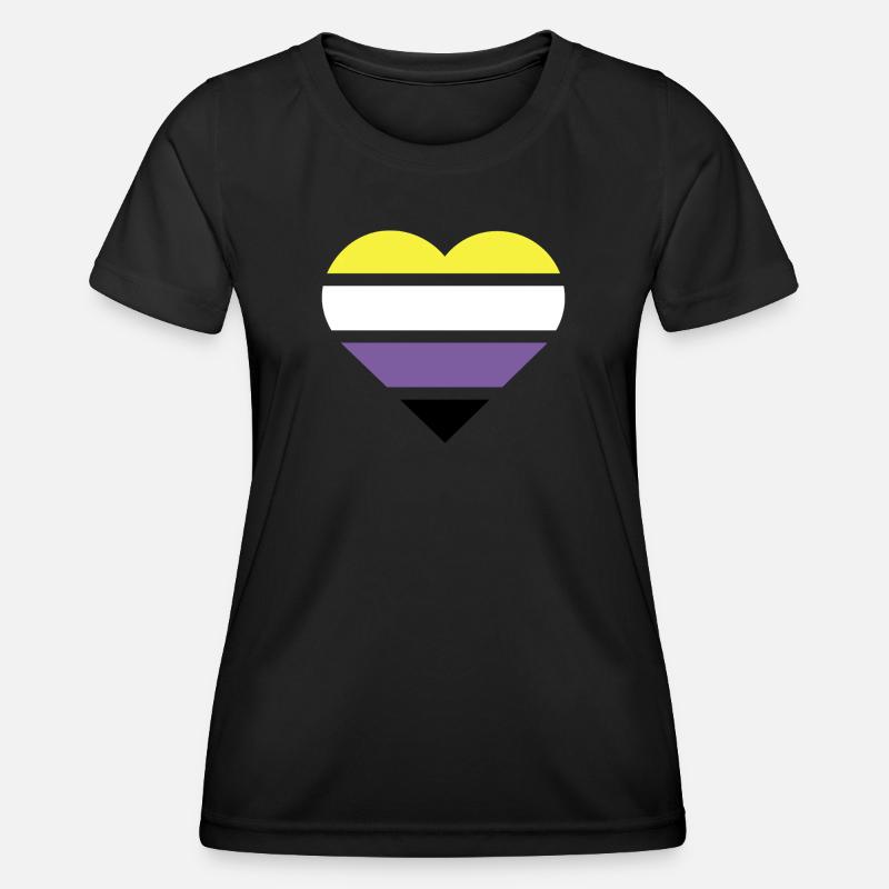 Pride Flag Heart · Nonbinary - Women's Functional T-Shirt - black