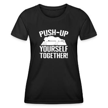 Gym Junkies Push-Up Yourself Calisthenics Fitness - Frauen Funktions-T-Shirt - Schwarz - Vorne - AI Model Female 172 light (172cm)