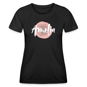 Amelia Mädchenname Baby Shower Name Shirt - Frauen Funktions-T-Shirt - Schwarz - Vorne - AI Model Female 172 light (172cm)