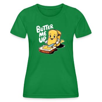 Toast de dessin animé Butter Me Up drôle - T-shirt sport Femme - vert - Devant - AI Model Female 172 dark (172cm)