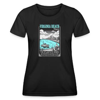 Virginia Beach Küstenjewel - Frauen Funktions-T-Shirt - Schwarz - Vorne - AI Model Female 172 light (172cm)