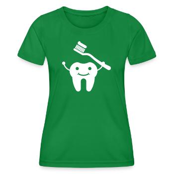 Zahn mit Zahnbürste - Frauen Funktions-T-Shirt - Kelly Green - Vorne - AI Model Female 172 dark (172cm)