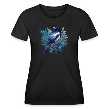 Elstern Elster - Frauen Funktions-T-Shirt - Schwarz - Vorne - AI Model Female 172 light (172cm)