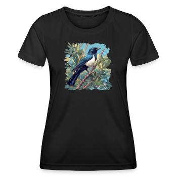Elstern Elster - Frauen Funktions-T-Shirt - Schwarz - Vorne - AI Model Female 172 light (172cm)