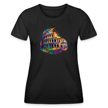 Kolosseum Rom buntes Splash Design Italien - Frauen Funktions-T-Shirt - Schwarz - Vorne - AI Model Female 172 light (172cm)