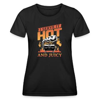 BBQ Grilling Meat Smoking Barbecue - Women's Functional T-Shirt - black - Front - AI Model Female 172 light (172cm)
