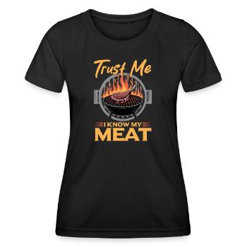BBQ Grilling Meat Smoking Barbecue - Women's Functional T-Shirt - black - Front - AI Model Female 172 light (172cm)