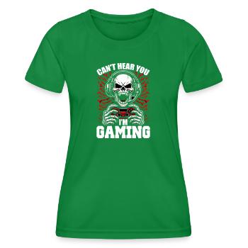 Totenkopf mit Gaming Controller Gamer Zocken - Frauen Funktions-T-Shirt - Kelly Green - Vorne - AI Model Female 172 dark (172cm)