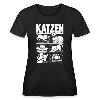 Katzen Humor Ich bin Ihre Bedienung - Frauen Funktions-T-Shirt - Schwarz - Vorne - AI Model Female 172 light (172cm)