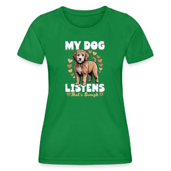 Goldendoodle Dog Breed - Women's Functional T-Shirt - kelly green - Front - AI Model Female 172 dark (172cm)