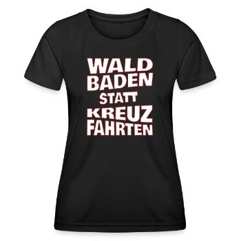 Waldbaden statt Kreuzfahrten - weiss - Frauen Funktions-T-Shirt - Schwarz - Vorne - AI Model Female 172 light (172cm)