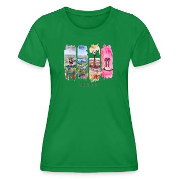 Texas Travel – Longhorn & Cowboy Spirit - Women's Functional T-Shirt - kelly green - Front - AI Model Female 172 dark (172cm)