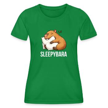 Capybara qui dort drôle - T-shirt sport Femme - vert - Devant - AI Model Female 172 dark (172cm)