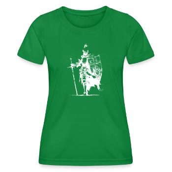 Ritter-Silhouette mit Banner und Schwert - Frauen Funktions-T-Shirt - Kelly Green - Vorne - AI Model Female 172 dark (172cm)