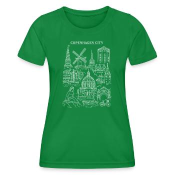 Skyline der Kopenhagener Stadt Illustration - Frauen Funktions-T-Shirt - Kelly Green - Vorne - AI Model Female 172 dark (172cm)