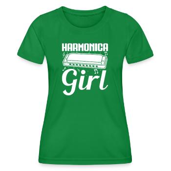 Harmonica Musican Girl Harmonica - Frauen Funktions-T-Shirt - Kelly Green - Vorne - AI Model Female 172 dark (172cm)