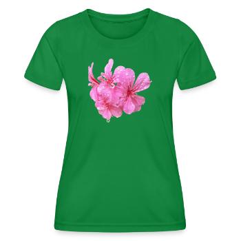 Vibrant_Pink_Geranium_Flowers - Frauen Funktions-T-Shirt - Kelly Green - Vorne - AI Model Female 172 dark (172cm)