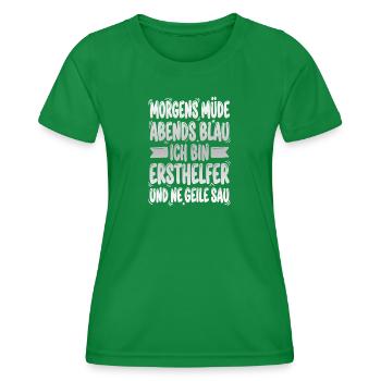 Morgens müde Abends blau ich bin ersthelfer - Frauen Funktions-T-Shirt - Kelly Green - Vorne - AI Model Female 172 dark (172cm)
