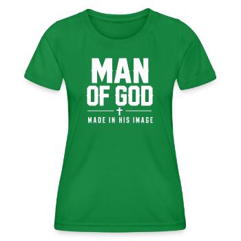 Man Of God Made In His Image Christlicher Glaube - Frauen Funktions-T-Shirt - Kelly Green - Vorne - AI Model Female 172 dark (172cm)