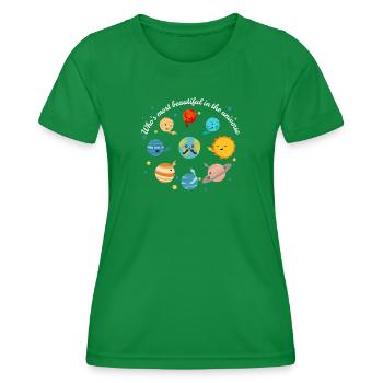 Am schönsten auf der niedlichen Erde der Galaxie - Frauen Funktions-T-Shirt - Kelly Green - Vorne - AI Model Female 172 dark (172cm)