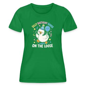 Verrückte Geburtstagsgans - Frauen Funktions-T-Shirt - Kelly Green - Vorne - AI Model Female 172 dark (172cm)
