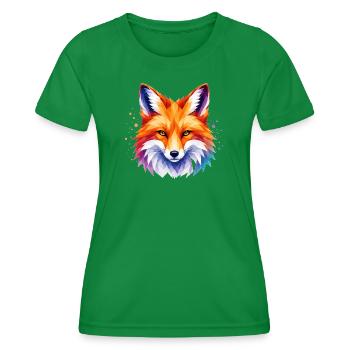 Fuchs Design – Polygon Fox Motiv für Tierliebhaber - Frauen Funktions-T-Shirt - Kelly Green - Vorne - AI Model Female 172 dark (172cm)
