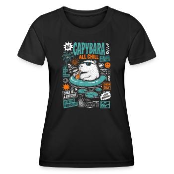 Capybara All Chill Funny Animal - Women's Functional T-Shirt - black - Front - AI Model Female 172 light (172cm)