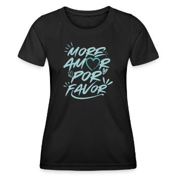 Mehr Amor Por Favor Love Heart Design Pink - Frauen Funktions-T-Shirt - Schwarz - Vorne - AI Model Female 172 light (172cm)