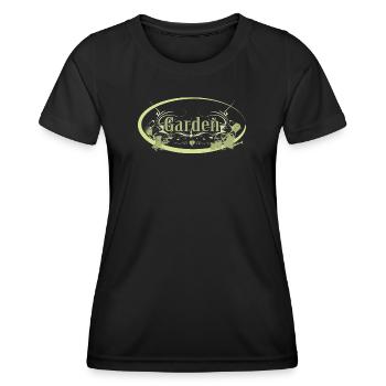 Panneau de jardin vintage anglais avec outils - T-shirt sport Femme - noir - Devant - AI Model Female 172 light (172cm)