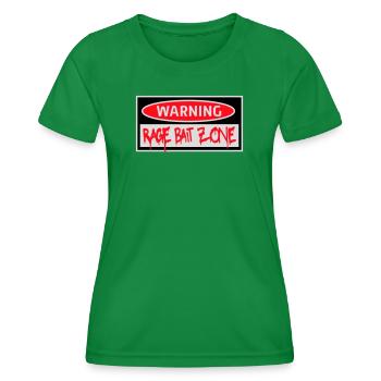 Avertissement Rage Appât Attention Zone Panneau Amusant Avertissement - T-shirt sport Femme - vert - Devant - AI Model Female 172 dark (172cm)