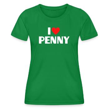 I Love Penny Pink Heart I Love Penny - Women's Functional T-Shirt - kelly green - Front - AI Model Female 172 dark (172cm)