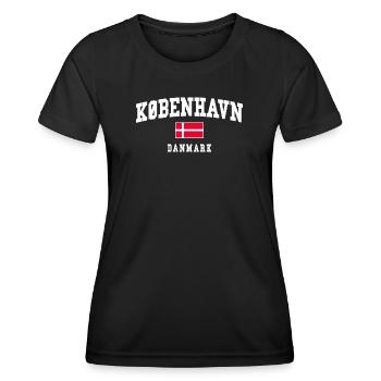 Dänemark Flagge mit kräftiger Schriftbogen - Frauen Funktions-T-Shirt - Schwarz - Vorne - AI Model Female 172 light (172cm)