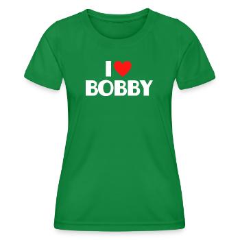 J’adore Bobby Red Heart Déclaration rétro - T-shirt sport Femme - vert - Devant - AI Model Female 172 dark (172cm)