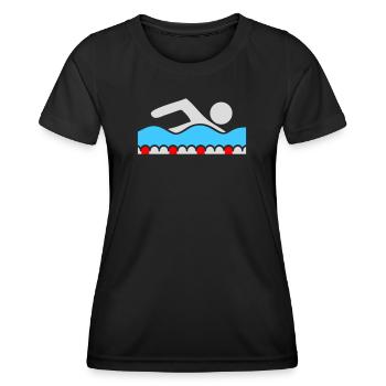 Schwimmer Piktogramm Freistil Welle Pool Sport - Frauen Funktions-T-Shirt - Schwarz - Vorne - AI Model Female 172 light (172cm)