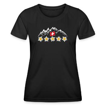 Schweiz, Berge, Gletscher, Urlaub - Frauen Funktions-T-Shirt - Schwarz - Vorne - AI Model Female 172 light (172cm)