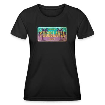 Jugoslawien Vintage Schild - Frauen Funktions-T-Shirt - Schwarz - Vorne - AI Model Female 172 light (172cm)