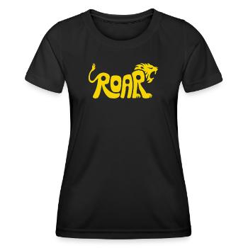 Löwe Brüllen Schriftzug Design - Frauen Funktions-T-Shirt - Schwarz - Vorne - AI Model Female 172 light (172cm)