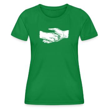 Chien et maître - Silhouette de main et de patte - T-shirt sport Femme - vert - Devant - AI Model Female 172 dark (172cm)