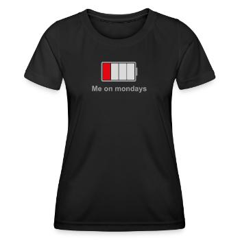 Low Battery Mondays – Low Energy Mood - Women's Functional T-Shirt - black - Front - AI Model Female 172 light (172cm)