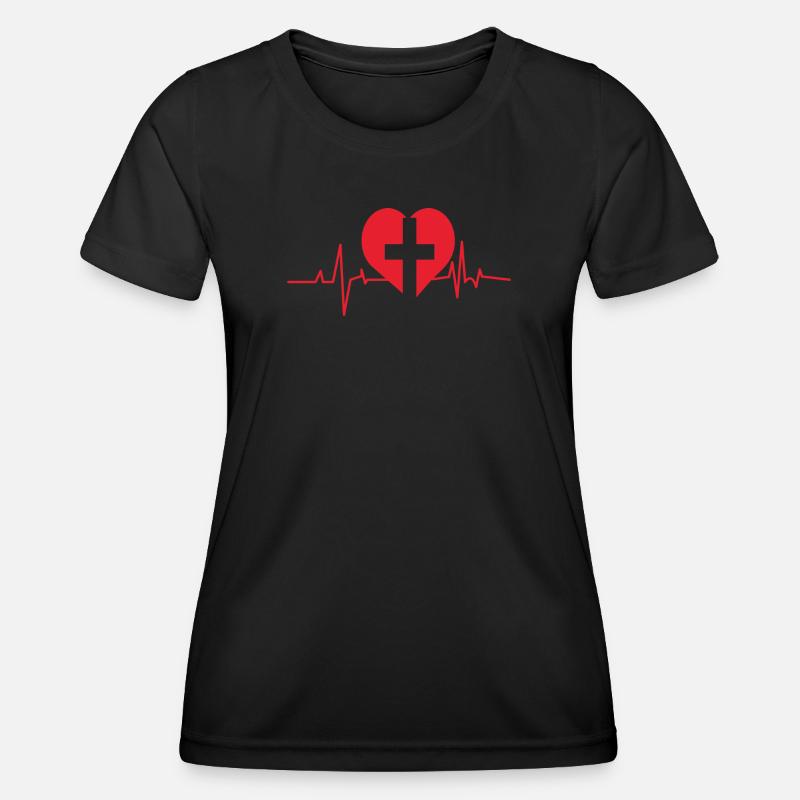 Crossed Heartbeat Design - Women's Functional T-Shirt - black