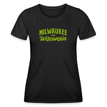 Milwaukee Wisconsin Vintage Script - Women's Functional T-Shirt - black - Front - AI Model Female 172 light (172cm)
