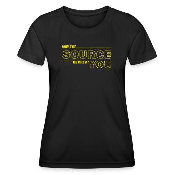 May the Source Be With You – Geek Tee - Women's Functional T-Shirt - black - Front - AI Model Female 172 light (172cm)