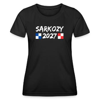 Sarkozy 2027 Humour Politique élections  - T-shirt sport Femme - noir - Devant - AI Model Female 172 light (172cm)