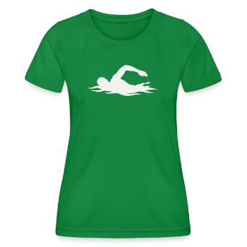 Swimmers silhouette in the water - Women's Functional T-Shirt - kelly green - Front - AI Model Female 172 dark (172cm)