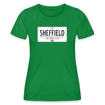 Ortsschild Sheffield - Frauen Funktions-T-Shirt - Kelly Green - Vorne - AI Model Female 172 dark (172cm)
