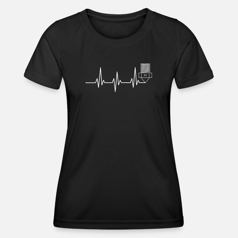 Heartbeat 3D Printing funny TShirt Design - Women's Functional T-Shirt - black